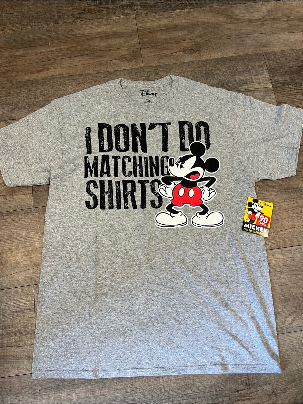 Disney Grey Mickey Mouse Graphic Tee with Red Accents